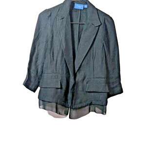 Simply Vera Wang Black Chiffon Sheer Jacket Blazer Women's Size Small Academia